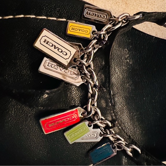 Coach Sandals size 7 1/2 B. 2 1/2” heels. Black leather. Made in Italy - Picture 6 of 11